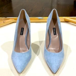 New Blue Multi Suede Nine West Tatiana Heels